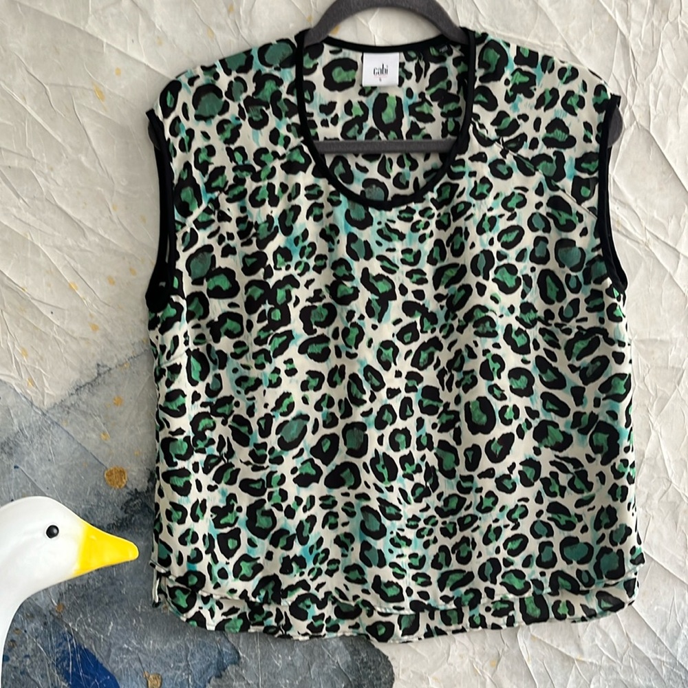 Cabi Cheetah Print Tank Top w/Inner Lining